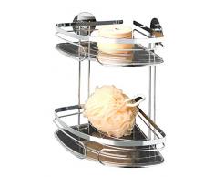 Wenko TurboFIX Eckregal 2 Ablagen, Befestigen ohne bohren, Edelstahl rostfrei, 20,5 x 30 x 20,5 cm, glänzend