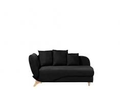 Praktische Chaiselongue Samtstoff mit Bettkasten linksseitig schwarz Meri