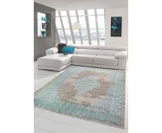 Merinos Wohnzimmerteppich mit Ornamenten Teppich Vintage in Türkis Grau Größe 120x170 cm