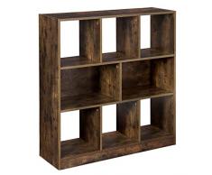 VASAGLE Bücherregal, Standregal aus Holz mit offenen Fächern, Vitrine für Wohnzimmer, Schlafzimmer, Kinderzimmer und Büro, 97,5 x 30 x 100 cm (L x B x H), Vintage, Dunkelbraun LBC52BX