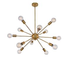 OYIPRO Sputnik Kronleuchter Pendelleuchte 12-Flammig Hängelampe Einstellbare Höhe 3x25cm E27 Lampenfassung Metall für Esszimmer Wohnzimmer Schlafzimmer Küche Restaurant