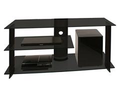 VCM TV Rack Lowboard Konsole Fernsehtisch LCD LED Möbel Bank Glastisch Tisch Schrank Aluminium Glas Schwarz Subuso