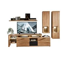 Bianco Wohnwand Komplett-Set teil-massiv aus Wildeiche - Moderne Schrankwand für Ihr Wohnzimmer - 285 x 190 x 48 cm (B/H/T)