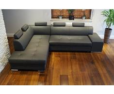Quattro Meble Echtleder Ecksofa London PIK 5z 275 x 200 Sofa Couch mit Bettfunktion und Bettkasten Echt Leder Eck Couch große Farbauswahl
