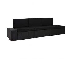 Festnight Modulares 3-Sitzer-Sofa Gartenmöbel Mittelsofa Ecksofa Gartensofa Rattansofa Rattanmöbel Lounge Sitzgruppe Sofagarnitur Poly Rattan Schwarz