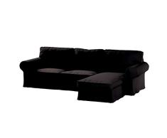 Dekoria Ektorp 2-Sitzer Sofabezug mit Recamiere Sofahusse passend für IKEA Modell Ektorp schwarz