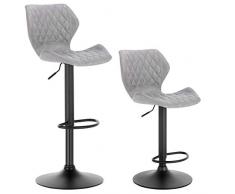 WOLTU Barhocker BH96gr-2 2er Set Barstuhl Tresenhocker Bistrohocker Designer Hocker mit Rückenlehne, Kunstleder in Antiklederoptik höhenverstellbar drehbar Stahl Grau