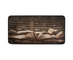 FELIZM langer Küchenteppich Retro Bücherregal Bibliothek Bereich Teppich Fußmatte rutschfest waschbar Läufer Fußmatte Fußmatte Teppich für Diele Schlafzimmer Büro 99,1 x 50,8 cm