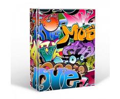 banjado Medizinschrank groß abschließbar | Arzneischrank 35x46x15cm | Medikamentenschrank aus Metall weiß mit Motiv Graffiti