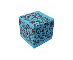 Orientalischer eckiger Pouf aus Baumwolle inklusive Füllung | Marokkanisches Sitzkissen Sitzpouf Kissen Bahar blau 45cm Eckig | Marokkanischer Hocker Sitzhocker Fusshocker Bestickt | Farbe auswählen