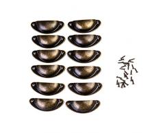 Muschelgriff Schubladen Griffe Bronze Schrank Griffe Antik Möbelgriff Halbkreis mit Schrauben für Kabinett Schubladen Schrank Apothekerschrank (12)