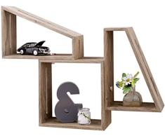 DELIFE Designer-Wandregal Wyatt 70x55 cm Sheesham Natur 3er Set
