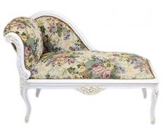 Casa Padrino Barock Kinder Chaiselongue Blumen Muster/Antik Weiss - Recamiere Barock Möbel Kindersofa