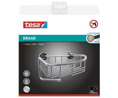 Tesa draad Duschablage (ohne Bohren, Eck-Variante, ein Haken, Messing, verchromt, inkl. Klebelösung, 130mm x 210mm x 220mm)