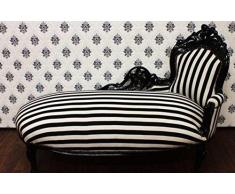Casa Padrino Barock Chaiselongue Schwarz/Weiß Streifen/Schwarz - Barock Recamiere