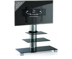 VCM TV Standfuà Rack Lowboard Konsole Fernsehtisch Möbel Glas Tisch VESA Universal Schwarzglas inkl. Rollen Amalo Maxi