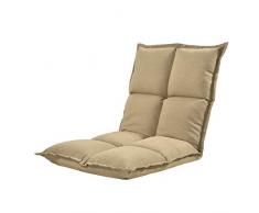[en.casa] Bodenstuhl Klappbar Bodensessel 5-stufig Verstellbare Klappliege Relaxliege Faules Sofa 5 Positionen Bodenliege Sitzkissen Sandfarben