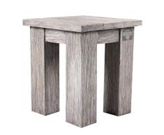 STRANDGUT07 Hocker Teakholz Beistelltisch ca. 40x40 cm grey wash