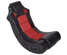 Zora Walter Multimediasessel Musikstuhl Schaukelstuhl Kunstleder Schwarz Rot Rocker Chair,Kann An Kopfh?rer Angeschlossen Werden,Mit Kopfh?rerbuchse