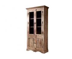 MASSIVMOEBEL24.DE Kolonialstil Massivmöbel Sheesham grau Vitrine Palisander geölt massiv Holz LEEDS #47