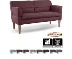CAVADORE 2,5-Sitzer Küchensofa Kira / Sitzbank für Küche, Esszimmer oder Wohnküche inkl. Armteilverstellung / Leichte Fleckenentfernung dank Soft Clean / 168 x 94 x 81 / Flachgewebe: Weinrot