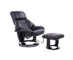 HOMCOM Massagesessel Fernsehsessel Sessel mit Hocker Massage mit Wärmefunktion und Vibration Schwarz