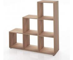 Vicco Treppenregal 6 Fächer Raumteiler Stufenregal Bücherregal Raumtrenner Aktenregal Standregal