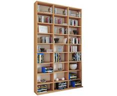 VCM Regal Standregal Medienregal Bücherregal CD DVD Ablage Aufbewahrung Holz Raumteiler Wandregal Buche Megosa Maxi