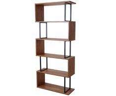 Mendler Bücherregal HWC-A27, Standregal Wohnregal, 183x80cm 3D-Struktur 5 Ebenen ~ Wildeiche