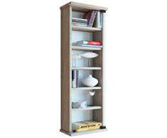 VCM Wandregal Hängeregal Wandschrank Hängeschrank Wandvitrine Glastür Wandschrank Sonoma-eiche 18x31x92 cm Loposa