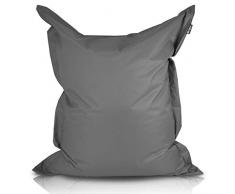 BuBiBag Sitzsack SCHADSTOFFFREIEN Indoor Outdoor Sitzsäcke 31 Farben & 13 Größen Wasserabweisend Schmutzabweisend Riesensitzsack Bodenkissen Kinder Sitzkissen Erwachsene (Anthrazit-100x70cm, 190L)