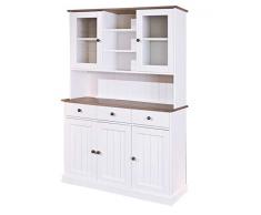 Inter Link FSC Buffet Vitrine Kiefer Massivholz weiß sepia braun Landhausstil 5 Türen 3 Schubladen Esszimmer Küche