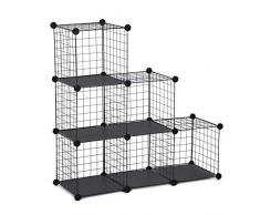 Makika Regalsystem Steckregal Drahtgitter Aufbewahrungssystem Regalwürfel Gitterregal Schrank aus Metall mit Einlagen - 6 Würfel