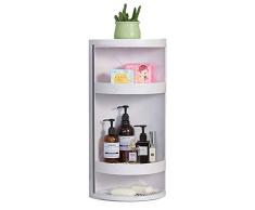 WZP-360 ° Drehbarer Duschständer,Staub- Und Wasserdichtes Badezimmerregal,Lochfreies Küchenzubehör-Lagerregal,An Der Wand Montiertes Kosmetikregal,Drehschrank,Weiß