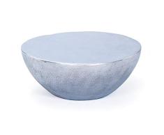 Inter Link Couchtisch Lounge Tisch Design Wohnzimmertisch Beistelltisch Aluminium silber Hammerschlag Optik rund 70 cm