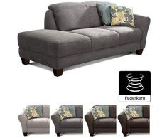 CAVADORE Recamiere Gootlaand / Landhaus Recamiere mit Armteil rechts / Mit Federkern / 194 x 84 x 91 / Grau