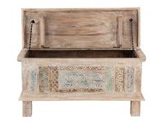 billi Truhe Divari Truhentisch, Couchtisch, Beistelltisch, Massiv, Weiß, Unikat, Vintage, Natur, Stauraum, 90 x 43 x 45 cm