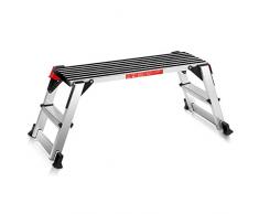 GOPLUS Alu Arbeitsplattform, Klapptritt mit Sicherheitsverriegelung, Arbeitsbühne bis zu 150kg belastbar, Trittstufe mit Ausgleichhebeln, Trittbank mit Antirutschmatten, Faltbar, Stabil Undrutschfest