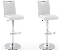 Robas Lund Barhocker Set Weiß Barstuhl mit Lehne 360 ° Grad drehbar, Hocker höhenverstellbar, Aachen, 2er Set