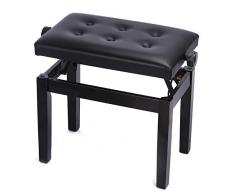 DoubleBlack Klavierbank Hoehenverstellbar Pianobank Keyboard Hocker Hochglanz Klavierhocker Schwarz