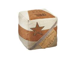Kobolo Bequemer Sitzpouf Pouf Sitzwüfel Hocker Coffee aus Canvas m Applikationen