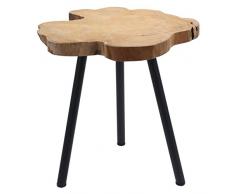 LS-Design Beistelltisch Couchtisch Teakholz 44cm Hocker Braun Schwarz Massivholz