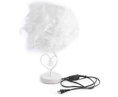 Tisch Schreibtischlampe, ALLOMN Schlafzimmer Wohnzimmer Lampe mit Herzform Feder Lampenschirm Metall Strass Nachttischlampe für Kinder, Erwachsene