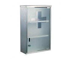 Natsen Medizinschrank Medikamentenschrank Erste Hilfe Schrank 3 Fächer Silber Edelstahl (45ⅹ30ⅹ12 cm)