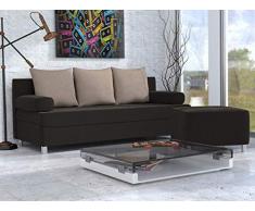 Schlafsofa Dover, Sofa mit Bettkasten und Schlaffunktion, Bettsofa, Farbauswahl, Schlafcouch mit Chromfüße, Couch vom Hersteller, Couchgarnitur (Schlafsofa mit Polsterhocker, Alova 68 + Alova 07)