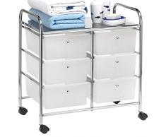 IDIMEX Badregal Rollwagen Rollcontainer GINA, mit 6 transparenten Schubladen und Metallgestell verchromt