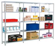 Schraubregal, verzinkt, Anbaufeld, 7 Stahl-Fachböd en, verzinkt, Fachlast 150 kg, BxTxH 1000x500x3000