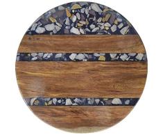 Proman Products Raumteiler one size Sheesham Untersetzer aus Holz und dunkelblauem Terrazzo, 4 Stück