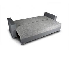 Schlafsofa Bird - Sofa mit Schlaffunktion und Bettkasten, Klappsofa, Schlafcouch mit Chromfüße, Couch, Couchgarnitur, Sofagarnitur (Schwarz + Grau (Dolaro 08 + Berlin 01))