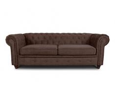 Sofa Chesterfield Asti 3-Sitzer, Couch 3-er, Glamour Design, Couchgarnitur, Sofagarnitur, Holzfüße, Polstersofa - Wohnzimmer (Braun (Capri 45))